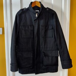 Calvin Klein Vintage Wool Black Field Coat Men's S